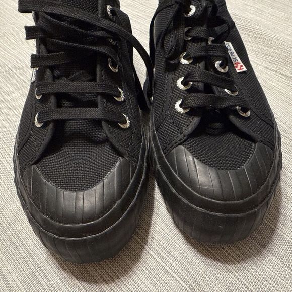 Superga Women's 7.5 Men 6  Stripe Sneaker Full Black 2630 - Picture 2 of 11